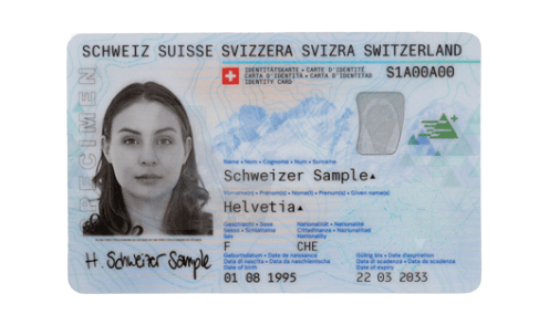 Schweizer Identitätskarte Vorderseite