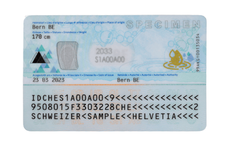 Schweizer Identitätskarte Rückseite